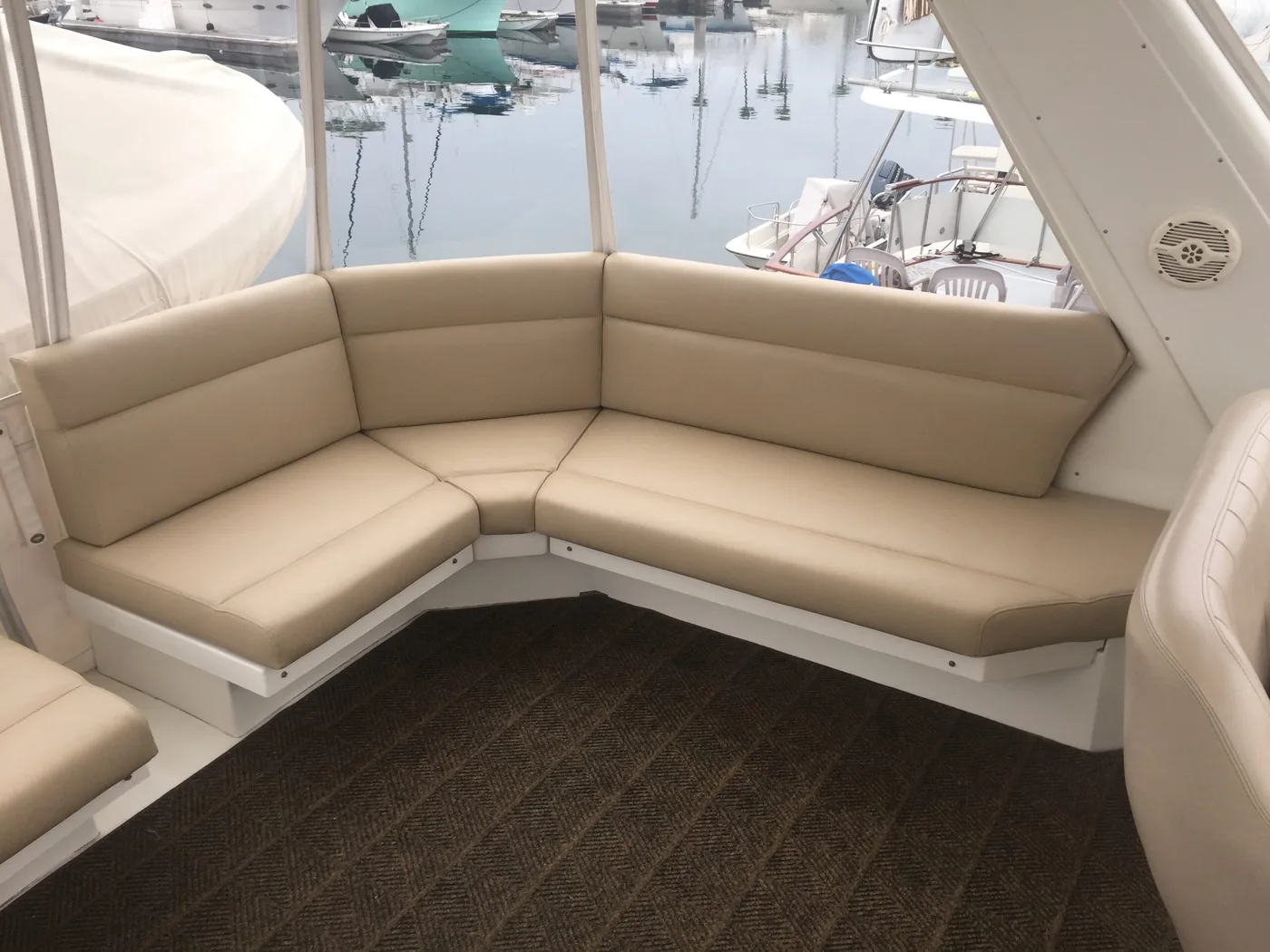 Boat cushion with a tear needing repair